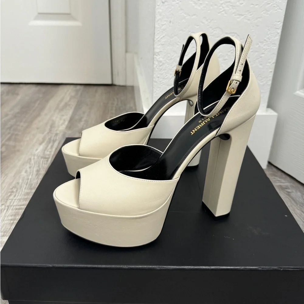 Saint Laurent Jodie Platform Sandals In Smooth Leather